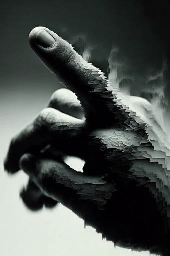 Algorithmic Digital Decay style reference image — vertical displacement mapping