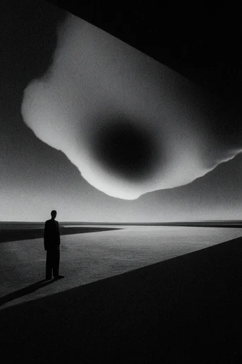 Cinematic Brutalist Noir style reference image — heavy film grain