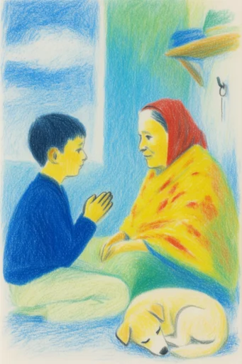 Vibrant Prismatic Sketchbook style AI image example 4