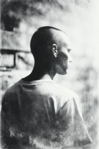 Ethereal Grain Noir style reference image — heavy film grain