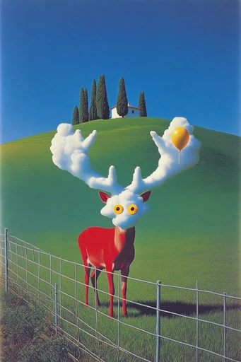 Hyper-Saturated Surreal Pastoralism style AI image example 3
