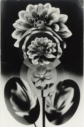 Monochrome Geometric Surrealism style reference image — fragmented composition