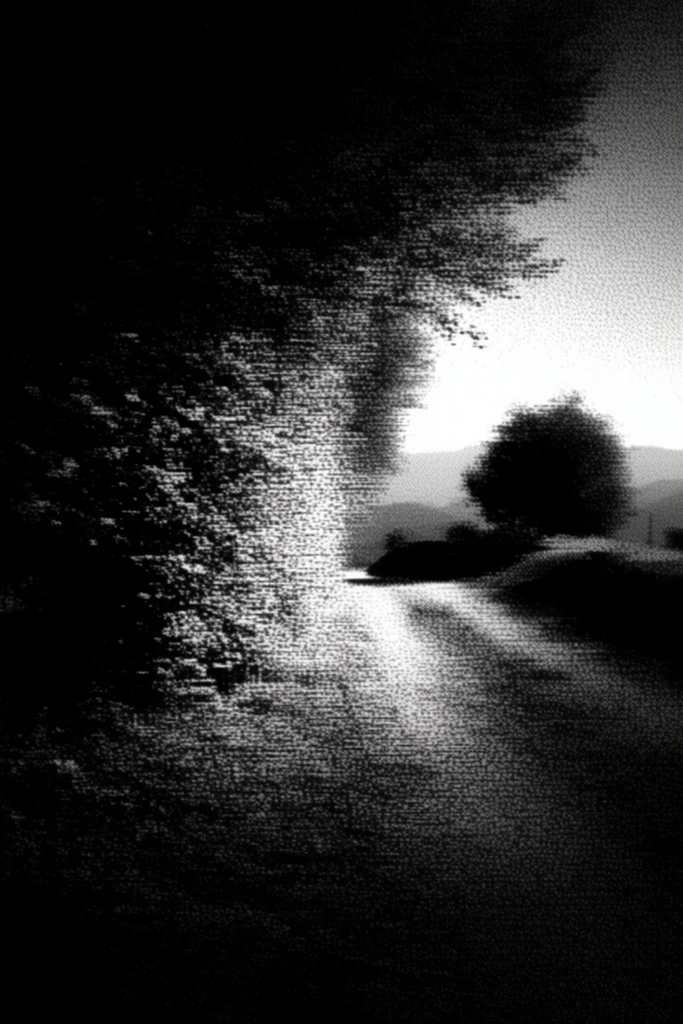 Textured Monochrome Noir style AI image example 2