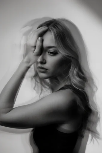 Monochrome Spectral Surrealism style reference image — minimalist studio lighting