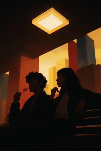 Luminous Amber Silhouette style reference image — stark silhouette