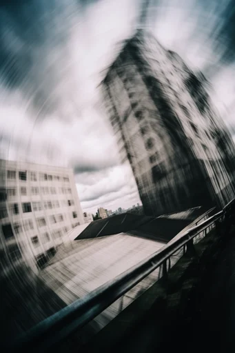 Monochrome Kinetic Vertigo style reference image — intentional motion blur