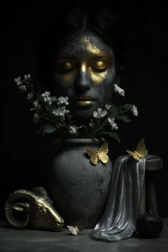 Gilded Fractured Surrealism style reference image — gilded kintsugi