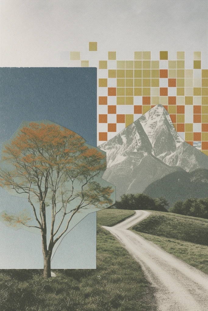 Distressed Digital Brutalism style AI image example 2