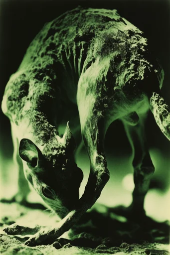 Viscous Viridian Gothic style reference image — organic shrouded figures