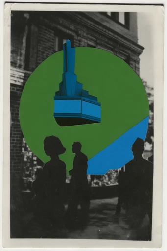 Neon Surreal Collage style reference image — vintage monochrome photography