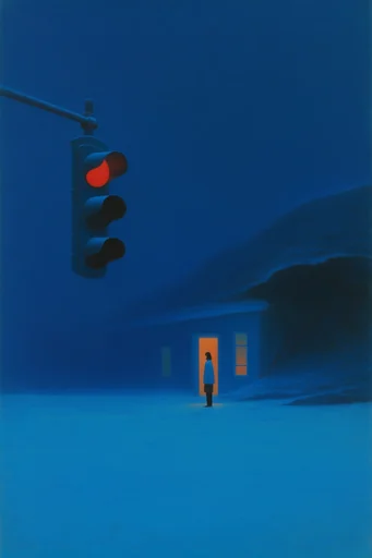 Luminous Nocturnal Solitude style reference image — deep indigo and cobalt palette