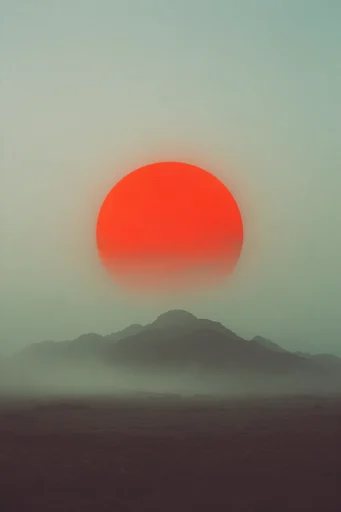 Ethereal Crimson Minimalism style reference image — vintage film grain