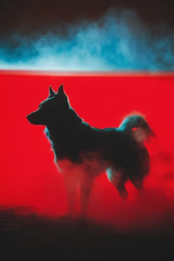 Cinematic Crimson Silhouette style reference image — textured paper aesthetic