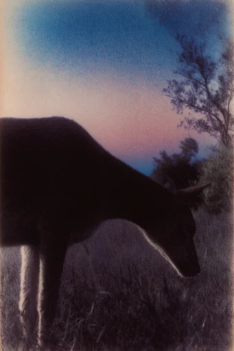 Ethereal Solarized Nocturne style reference image — heavy film grain