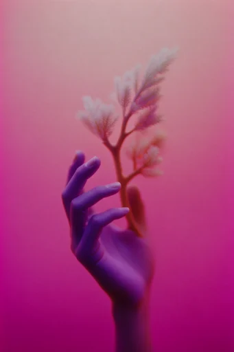 Neon Botanical Minimalism style reference image — neon duotone lighting