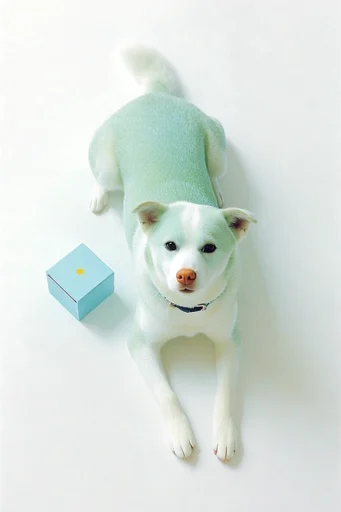 Minimalist Aerial Surrealism style reference image — saturated turquoise accents