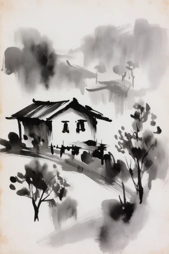 Minimalist Zen Ink style reference image — negative space