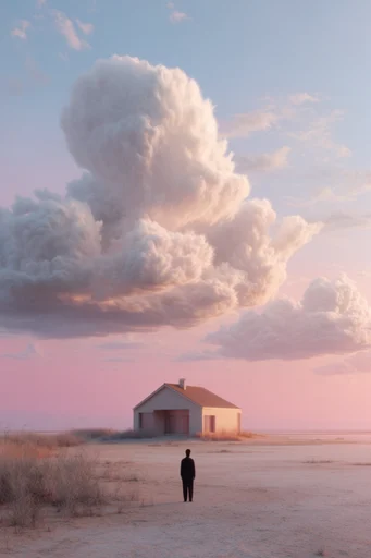 Ethereal Pastel Surrealism style reference image — minimalist dreamscape