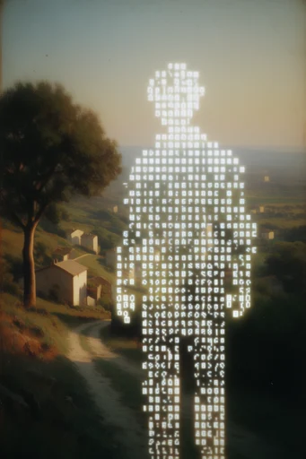Luminous Digital Archeology style reference image — painterly analog texture