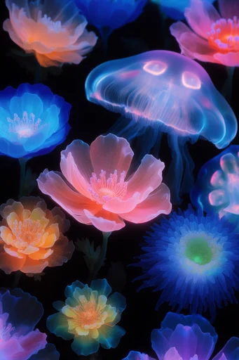 Bioluminescent Abyssal Macro style reference image — vibrant high-contrast marine life