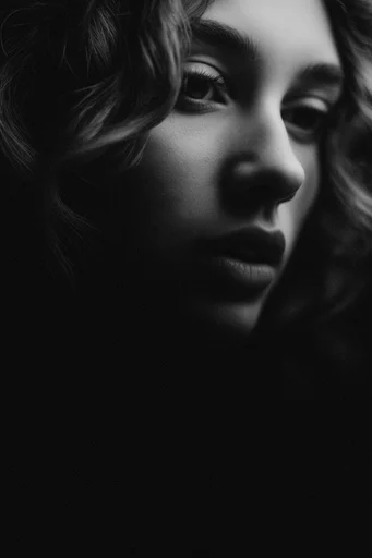 Intimate Chiaroscuro Noir style reference image — high contrast