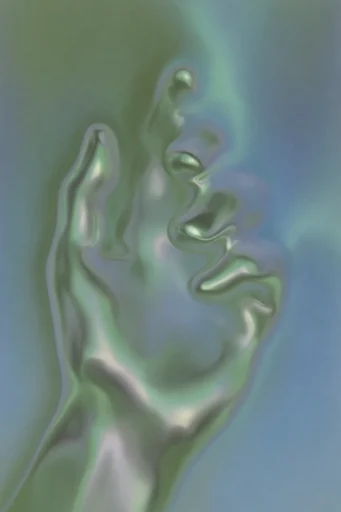 Luminous Liquid Surrealism style reference image — electric cyan and cobalt glow