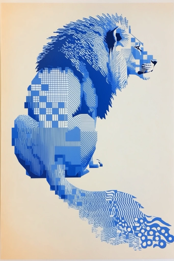 Cobalt Pixel Op-Art style AI image example 3