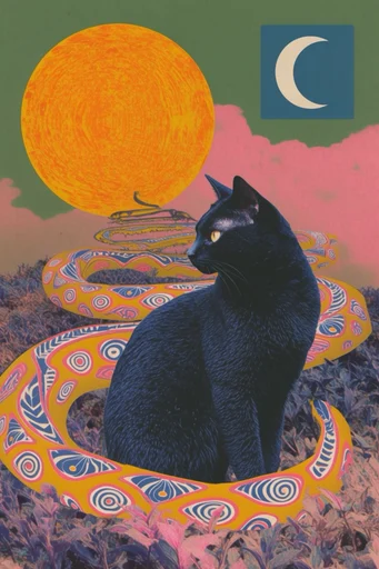 Graphic Retro Surrealism style reference image — psychedelic retro minimalism