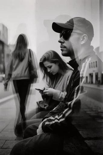 Monochrome Spectral Surrealism style reference image — high-contrast black and white