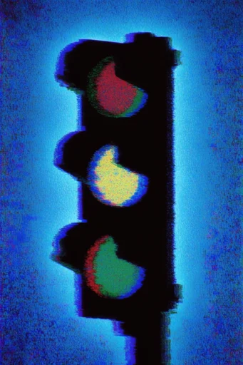 Electric Noir Glitch style reference image — lo-fi glitch
