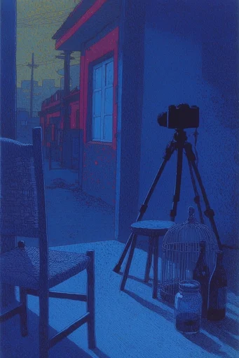 Nocturnal Woodblock Noir style reference image — shin-hanga style
