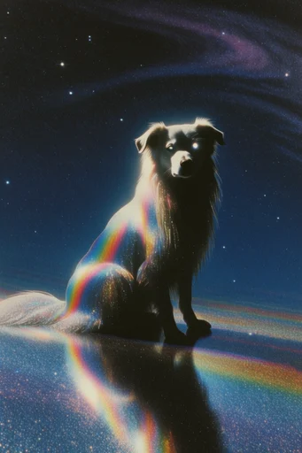 Luminescent Cosmic Surrealism style reference image — starry void