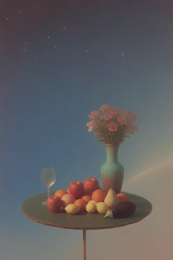 Ethereal Surrealist Geometry style reference image — pastel color palette