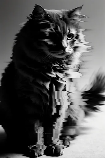 Monochrome Glitch Surrealism style reference image — surreal glitch art