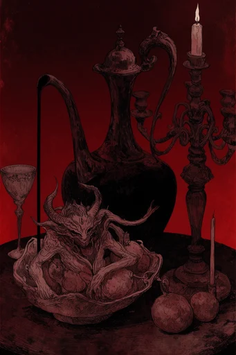 Crimson Ink Macabre style reference image — dark fantasy