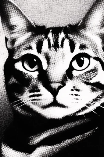 Gritty Halftone Printwork style reference image — duotone screenprint