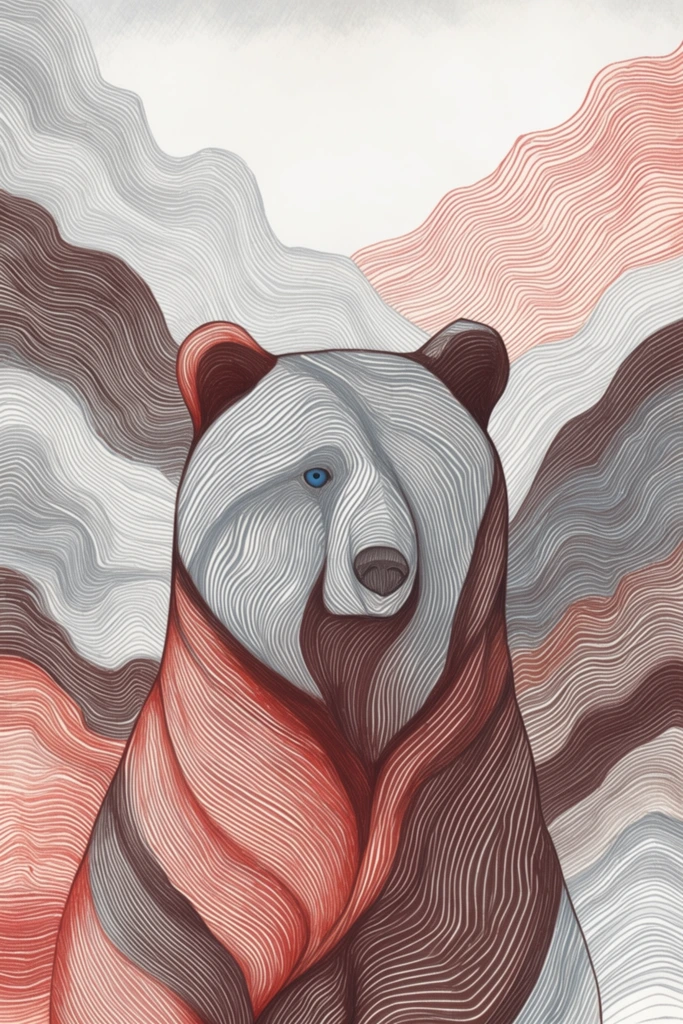 Graphic Surrealist Topography style AI image example 3
