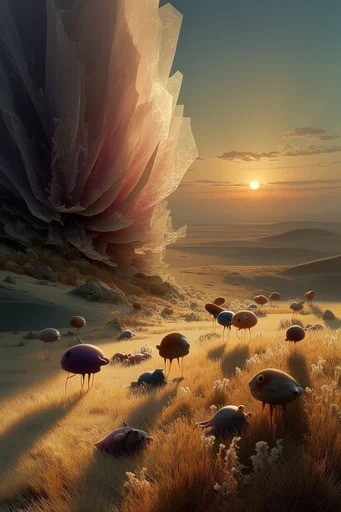 Monolithic Surreal Desert style reference image — atmospheric haze