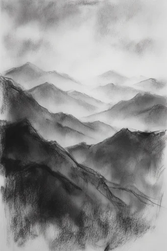 Atmospheric Ink Minimalism style reference image — Sumi-e ink wash