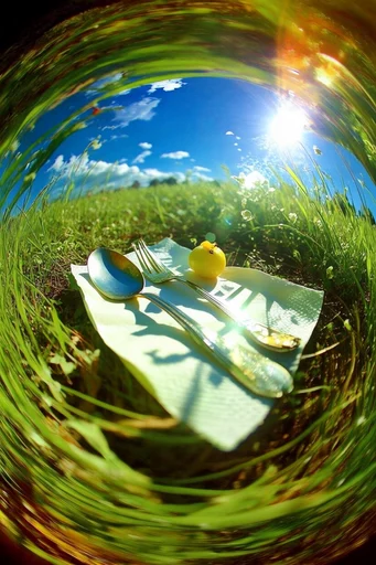 Spherical Miniature Worlds style reference image — stereographic projection