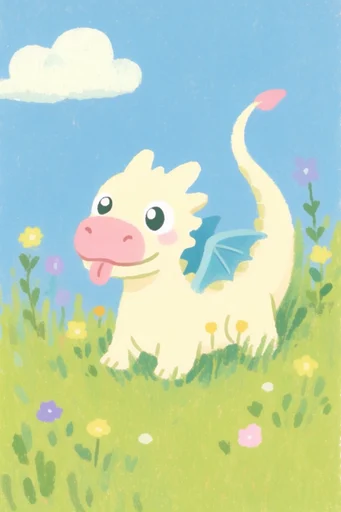 Whimsical Pastel Storybook style reference image — oil pastel brushstrokes