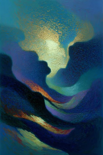 Luminous Celestial Impasto style reference image — chiaroscuro silhouette