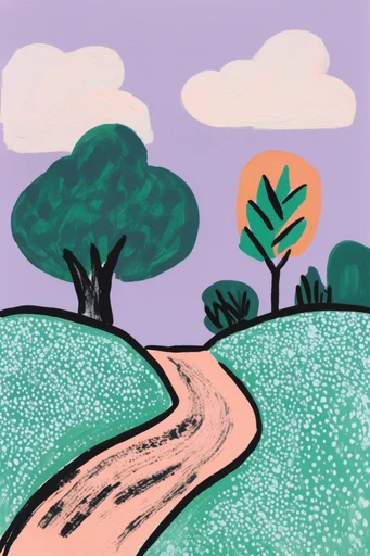 Naive Folk Gouache style reference image — hand-painted texture