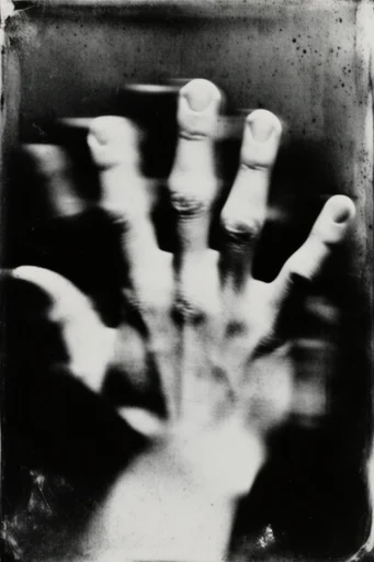Distressed Monochromatic Noir style reference image — scratched chemical texture
