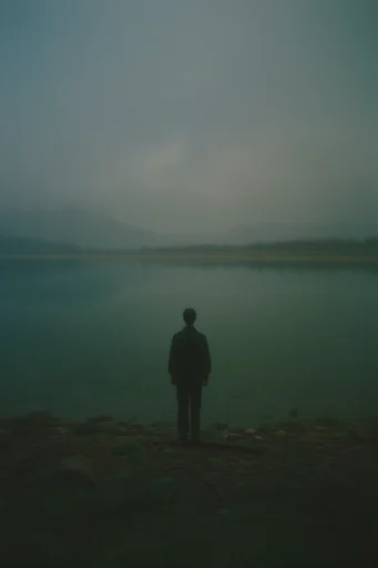 Atmospheric Cyan Solitude style reference image — desaturated cyan and teal