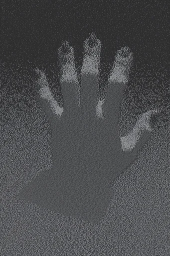 Luminous Pointillist Noir style reference image — high-contrast monochrome
