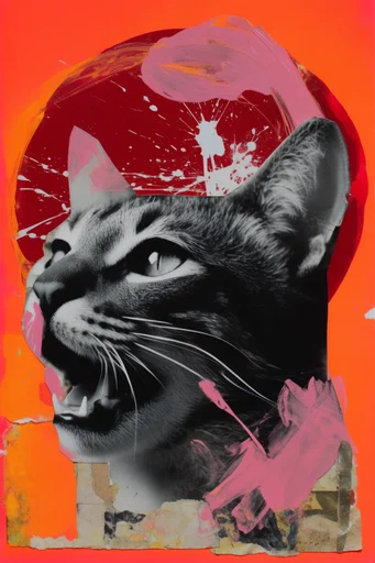 Surreal Retro-Futurist Collage style reference image — bold flat colors