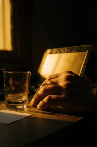 Cinematic Amber Noir style reference image — golden hour lighting
