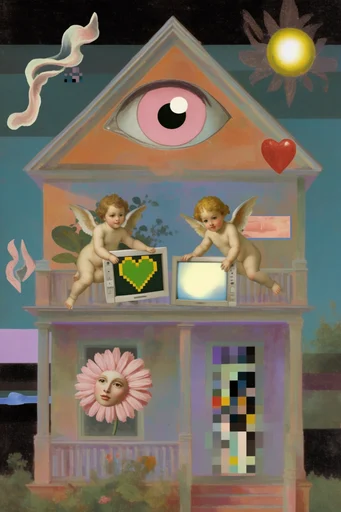 Digital Renaissance Glitch style AI image example 4