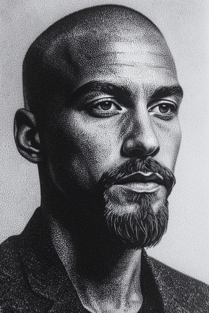 Monochrome Graphic Realism style AI image example 1